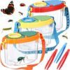 Halloscume 3 Pcs Bug Catchers for Kids Collection Viewer for Kids Critter Insect Cage Bug Tweezer Magnifying Insect Box Magnifier Container Butterfly Catcher Cage, Science Nature Exploration Tools