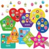 Halloscume 70 Pcs Shape Sorters for Toddlers Shape Puzzle and Matching Games Set with 10 Sorting Mats and 60 Everyday Objects Pieces for Kids Preschool Classroom Child Learning