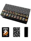 Halloween American Mahjong Tile Set Halloween Seamless Skeletons Pumpkins Bats Black Cats Webs Haunted 160 Acrylic Mahjong Tiles 1.4" Game Set with Bag & Accessories for Gift Travel Party (Skull)