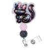 Halloween Badge Reel, Black Cat Moon Badge Holder Retractable Clip