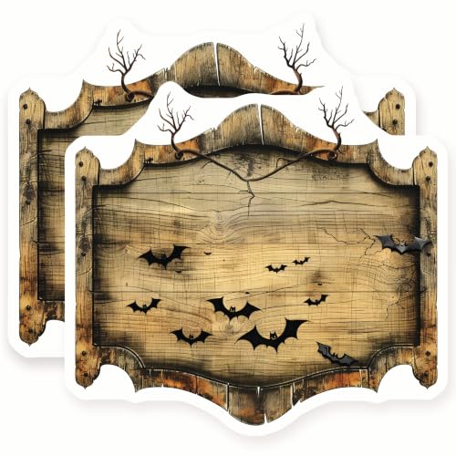 Halloween Bat Magnets - Spooky Wood Sign - Haunted Decor - Rustic Horror - Goth Aesthetic Magnet Set - 5" Design - Sticks to Fridges, Lockers, Toolboxes & More - Made in USA - AQM29650