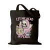 Halloween Canvas Tote Bag Library Bookish Gift for Women Book Lover Readers