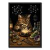 Halloween Cat Crystal Lab Black Framed Wall Art Poster