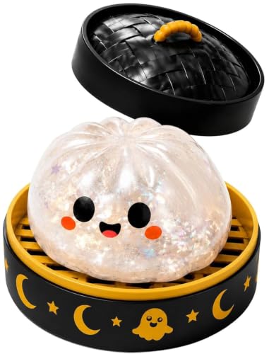 Halloween Dumpling Squeeze Squishys Toy, Cute Slow Rising Squeeze Stress Relief Sensory Toy, Soft Kawaiii Halloween Fidget Toys for Kids & Adults, Ghost Pumpkin Eyeball Skull Monsterss Ghost