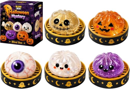 Halloween Dumpling Squeeze Squishy Toy, Cute Slow Rising Halloween Squishy Stress Relief Toy, Soft Sensory Fidget Toy for Party Favors, Trick or Treat Gifts & Collectors (5PCS)