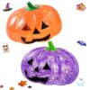 Halloween Dumpling Squishy Fidget Toy Cute Slow Rising Squeeze Stress Relief Sensory Toy, Soft Ghost Pumpkin Gift，2pc A