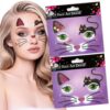 Halloween Face Stickers Glittery Cute Cat Temporary Tattoo Face Sticker Decal Body Face Self-adhesive Sticker for Halloween Party Stage Makeup Face Decoration (08-cat)