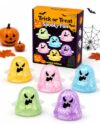 Halloween Ghost Squishy Toys 5 Pcs Pack Spooky Fun Fidget Stress Relief Set Soft Rebound Material Squeeze Sensory Item Party Favors Desk Decor Cute Holiday Novelty Gifts for Boys Girls Adults