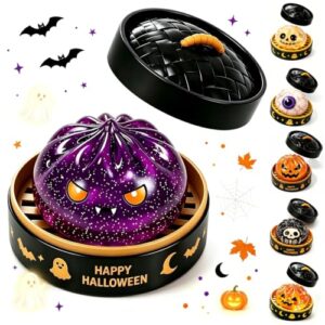 Halloween Glitter Dumpling Squishies Toys, Ghosts Slow Rise Jumbo Dumpling Squishies, Halloween Dumplings Spooks Fidget Toy, Stress Ball for Adults Anxiety Relief with Steamer , 01# Purple