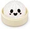 Halloween Glitter Squishy Bun Toy with Mini Steamer Case，Ghost