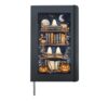 Halloween Magic Bookshelf Cute Ghosts Pumpkins Bookcase Hardcover Journal, Black