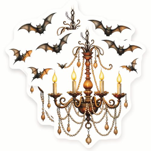 Halloween Magnets - Gothic Chandelier Decor with Flying Bats - Spooky Victorian Charm Fridge Magnet Set - 5" Design - Sticks to Fridges, Lockers, Toolboxes & More - Made in USA - AQM29960