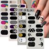 Halloween Nails Wrap Stickers Scary Ghost Skull Nail Polish Stickers with Blood Drop Black White Stripe Design Reusable Nail Polish Wraps for Women Girls Manicure Decor 4 Sheet