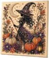 Halloween Pearl Art Kit, DIY 3D Ghost Pearl Painting, No Frame(Witch)