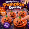 Halloween Pumpkin Glitter Dumpling Squishies for Adults, Ghost Squishy Stress Ball, Slow Rise Squeeze Fidget Toys for Stress Relief, Halloween Decorations and Desk Decor (Coral Red)