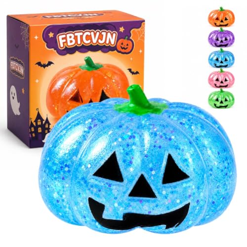 Halloween Pumpkin Squishy Toy Soft Cute Halloween Pumpkin Design Slow Rising Glitter Dumpling Squishies Spooky Squeeze Stress Relief Sensory Balls Fidget Toys for Adult Anxiety Relaxation