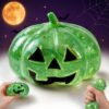 Halloween Pumpkin Stress Ball for Adults, Cute Slow Rising Squeeze Stress Relief Sensory Toy, Soft Kawaii Halloween Fidget Toy, Cute Halloween Party Favors, Trick or Treat Gifts (Green)