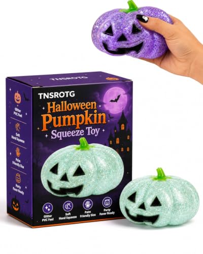 Halloween Pumpkin Stress Ball for Adults Fidget Ghost Squishy Decorations Giant Decor Squeeze Dumpling Cute Jumbo Glitter Balls Mini Slow Rise Relief Filled Pumpkins Toys Anxiety