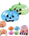 Halloween Pumpkin Stress Ball for Adults, Jumbo Ghost Face Spooky Slow Rise Glitter Dumpling Squeeze Fidget Toys, Mega Moldable Novelty Squishies Pack for Anxiety Relief Party Gift