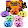 Halloween Pumpkin Stress Ball for Adults, Purple Glitter Slow Rise Squishy, Cute Squeeze Fidget Sensory, Relief Smusher Dumpling Style, Spooky Ghost Face Decor Party Favors Gifts