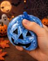 Halloween Pumpkin Stress Ball, Pumpkin Lantern Squishy Toy, Soft Squeeze Sensory Fidget Toy for Adults Teens, Halloween Desk Decorations, Party Favor Classroom Prize (Blue)