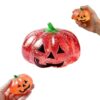 Halloween Pumpkin Stress Ball,Slow Rise Glitter Squishies Spooky Ghost Decorations,Halloween Cute Pumpkins Squeeze Fidget Toys for Anxiety Reduce for Adults (Red)