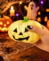 Halloween Pumpkin Stress Ball Squishy Slow Rising Squeeze Squishy for Adults Glitter Dumpling Ghost Squishies Sensory Fidget Anxiety Relief Party Favors Spooky Desk Decor Gift