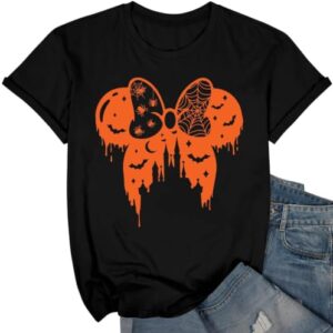 Halloween Shirts for Women Magic Kingdom Shirt Spooky Bow Graphic T-Shirt