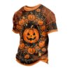 Halloween Short Sleeve Mens Pumpkin T-Shirts Crewneck Pumpkin Face Print Halloween Tshirts Men Comfy Ginger XL