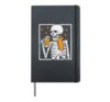 Halloween Skeleton Mug Scarf Leaves Fall Costume Men Women Hardcover Journal, Black