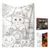 Halloween Skeleton Themed DIY Coloring Blanket (Black Cat, 30×40 in)
