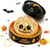 Halloween Skull Glitter Dumpling Squishies Toys with Steamer, Dumplings Stress Balls for Adults, Fun Relief Toy Novelty Halloween Party Fidget Gift，Beige Skull