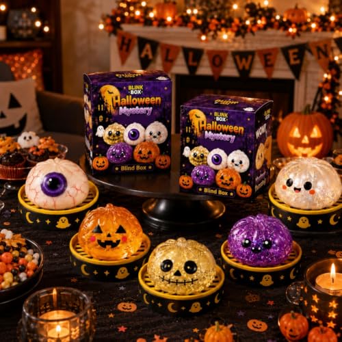 Halloween Spooky Dumpling Ghost Squishy, Toy Set Slow Rising Squeeze Fidget Sensory Toys Cute Ghost Eyeball Skull Monster Party Favor Gifts Classroom Rewards Kids Adults Desk Decor