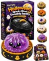 Halloween Spooky Ghost Dumpling Squishy Fidget Toy for Kids & Adults Soft Stretchy Ghost Pumpkin Eyeball Skull Monster Squeeze Toy with Display Basket Cute Slow Rising Halloween Party Favor