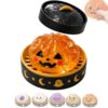 Halloween Spooky Ghost Dumpling Squishy Toy, Steamed Bun Stress Ball with Festive Steamer Packaging (Orange)
