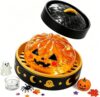 Halloween Spooky Glitter Dumpling Squishies Toys, Dumplings Stress Balls for Adults Fidget Toy with Steamer, Cute Halloween Decor Ghost Bao Bun Squishes for Anxiety Relief, Orange