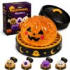 Halloween Spooky Glitter Dumpling Squishy, Sensory Stress Relief with Steamer, Slow Rising Ghost & Pumpkin, Eyeball & Skull Designs, Desk Anxiety Squeeze, Party Decor & Office Props