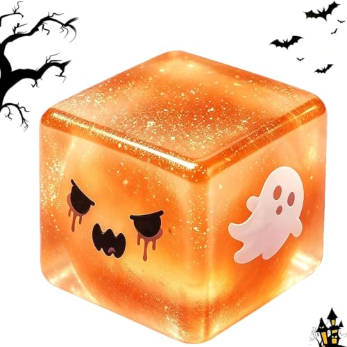 Halloween Spooky Squeeze Cube Soft Gothic Stress Balls, Halloween Spooky Ghost Dumpling Squishies, Slow Rising Ghost Glitter Dumpling Cube Sensory Squeeze Toy Anxiety Relief Fidget For Adults, Oranges