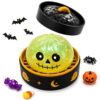 Halloween Squishy Toy with Halloween Steamer, Glitter Stress Relief Fidget, Cute Collectible Desk Decor, Soft Sensory Gift (Yellow Skull)