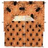 Halloween Swag Kitchen Curtains and Valances Set Black Web-spinner Swag Curtain Valances and Tier Set Cobwebs Orange Curtain Drapes for Kitchen Living Room Bedroom Window Treatment 56"x36"+27.5"x24"
