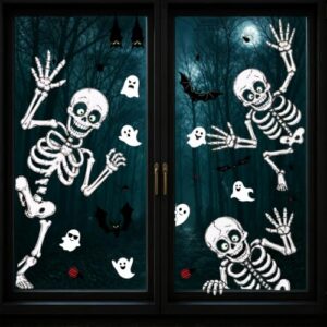 Halloween Window Clings Decor, Halloween Decorations with Skeleton & Ghosts