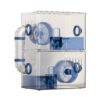ＫＬＫＣＭＳ Hamster Cage Acrylic Habitat Transparent Enclosure Stackable House Complete Starter Kit Easy Maintenance Suitable for Pet Observation Home Use, Blue, 2-Layer Large Wheel