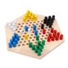 Hamwesh Chinese Checkers Board Game, Handcrafted Solid Wood Board 8.86x7.80in Hexagonal Strategy Game, Wooden Chinese Checkers Set with 60 Color Pegs for Family Fun Travel Logic Training