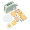 Hamwesh Pop Up Toaster Play Kitchen, Basswood Material Wooden Kitchen Set with Bread Butter Knife Cheese Jam, Charming Freshness Style Early Learning Food for Kids Toddler