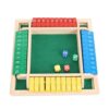 Hamwesh Shut The Box Game, 4 Vibrant Colors Wooden Board Desktop Math Game for 2-4 Players Family Travel Gathering, Portable Fun Math Learning Toy with 8 Dices for Group Kids Adults