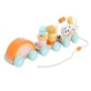 Hamwesh Wooden Set for Toddlers 1-3, 3 Section Towable Animal Stacking Toy with Building Blocks, Toddler Toy for Kids -5 & Shape Sorter