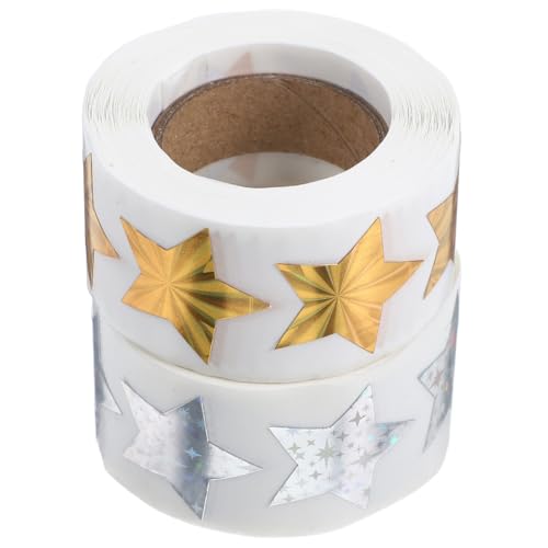 HANABASS 2 Rolls of Self-Adhesive Star Stickers Made of Coated Paper, 1000 Miniature Reward Stickers with Beautiful Delicate Design, Practical and Not Easy to Deform for Crafting and Gift