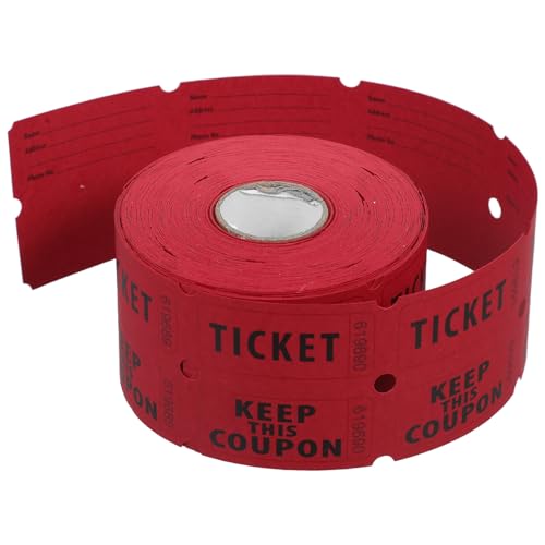 HANABASS 500pcs Red Double Roll Raffle Tickets for Events and Parties, Consecutively Numbered with Compact Double Offset Paper, for Fundraisers, Class Rewards, and Personal Event Prize