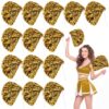 Hanaive 10 Pcs Metallic Foil Textured Team Spirit Shakers Bulk Pet Cheerleader Pom Poms for Spirit Week Sport Fan Football Basketball Volleyball Squad Party Dance Soccer Party Decor(Gold)