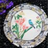 Hand-Painted 13.8" Floral Garden Stepping Stone - Large Round Outdoor Paver for Walkway, Lawn, Patio & Flower Bed Decor, Durable & Weather-Resistant Garden Accent